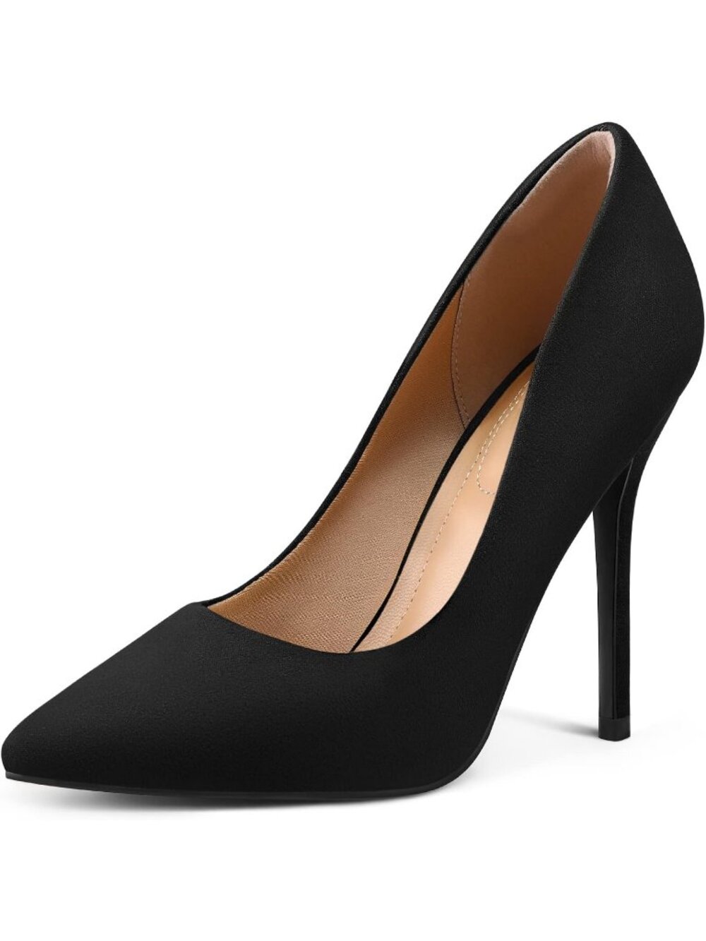 Women's Black Suede Pull On Pumps Closed Pointed Toe Stiletto 4IN Heels Shoes